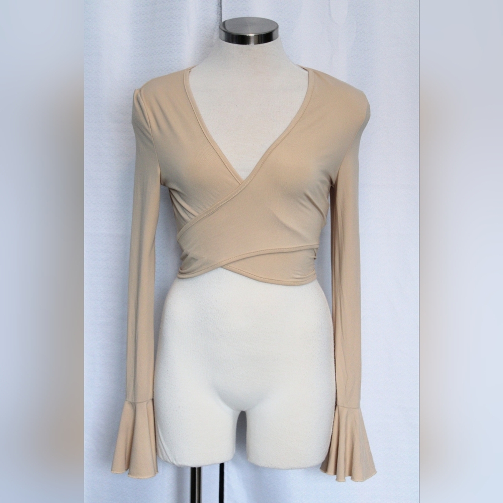 Shein Cream Wrap Tie Cropped Top – XS